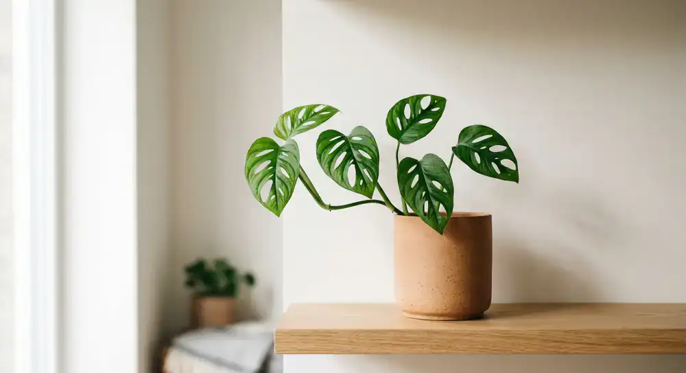 Minimalist layout of indoor plant leaves